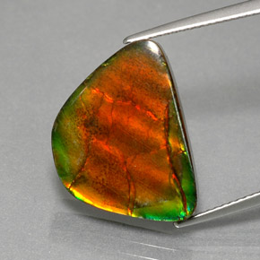9.79 ct Multicolor Ammolite Gemstone, Ammolite Gem in Fancy Cabochon Shape for Sale.