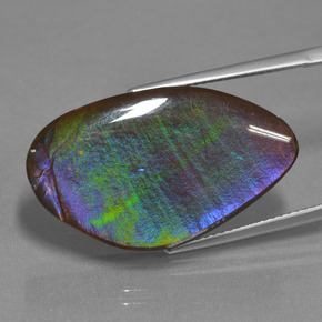 17.25 ct Multicolor Ammolite Stone, Natural Ammolite in Fancy Cabochon Shape for Sale