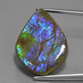 18.07 ct Multicolor Ammolite Gemstone, Ammolite Gem in Fancy Cabochon Shape for Sale.