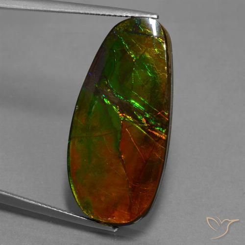 21.63 ct Multicolor Ammolite Gemstone, Ammolite Gem in Fancy Cabochon Shape for Sale.