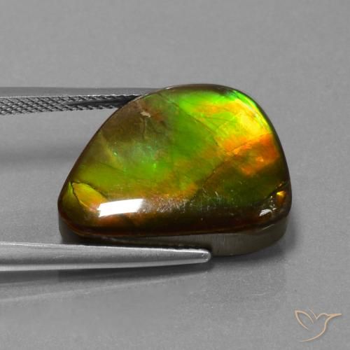 13.25 ct Multicolor Ammolite Stone, Natural Ammolite in Fancy Cabochon Shape for Sale