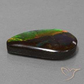 18.29 ct Multicolor Ammolite Stone, Natural Ammolite in Fancy Cabochon Shape for Sale