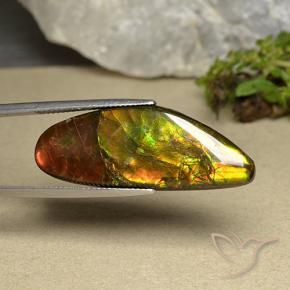 22.66 ct Multicolor Ammolite Stone, Natural Ammolite in Fancy Cabochon Shape for Sale
