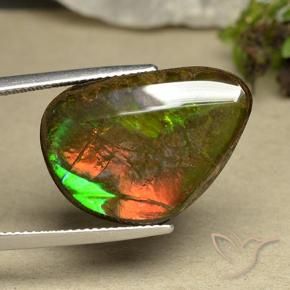 14.98 ct Multicolor Ammolite Stone, Natural Ammolite in Fancy Cabochon Shape for Sale