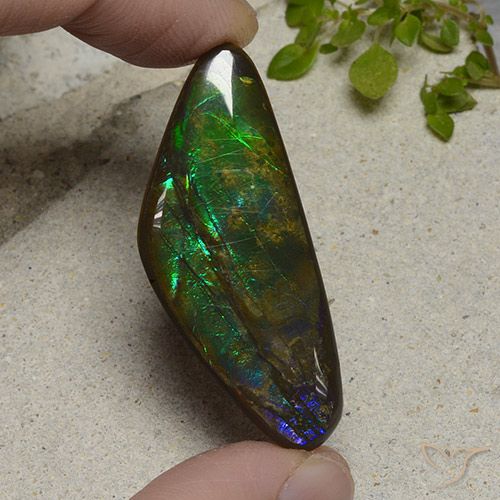 22.28 ct Fancy Ammolite, 37.9 x 15.5 mm From Canada, Photo A