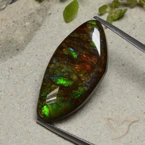 20.58 ct Multicolor Ammolite Stone, Natural Ammolite in Fancy Cabochon Shape for Sale