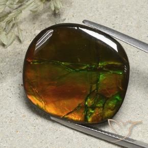 21.57 ct Multicolor Ammolite Stone, Natural Ammolite in Cushion Cabochon Shape for Sale