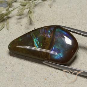 15.41 ct Multicolor Ammolite Stone, Natural Ammolite in Fancy Cabochon Shape for Sale