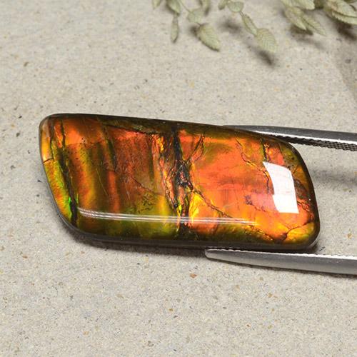 Amolita Cabujón Elegante de 18,82 ct de Canadá, Dimensión 33,5x14 mm, Claridad Opaco, Piedra preciosa natural Ensamblada, 1 pieza de Amolita en color Multicolor, Dureza Mohs de 4 - 4, Photo A