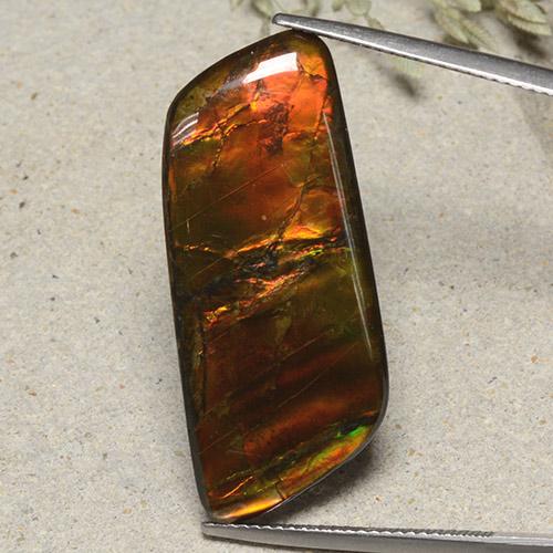 18.82 ct Multicolor Ammolite Stone, Natural Ammolite in Fancy Cabochon Shape for Sale