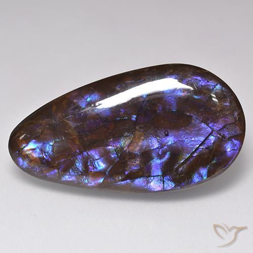 20.69 ct Multicolor Ammolite Stone, Natural Ammolite in Pear Cabochon Shape for Sale