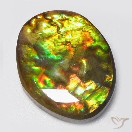 14.70 ct Multicolor Ammolite Stone, Natural Ammolite in Fancy Cabochon Shape for Sale