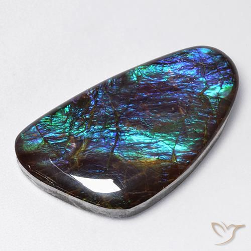 18.97 ct Multicolor Ammolite Stone, Natural Ammolite in Fancy Cabochon Shape for Sale
