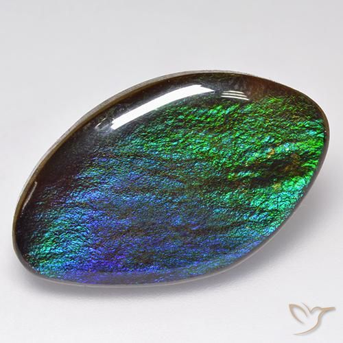18.89 ct Multicolor Ammolite Gemstone, Ammolite Gem in Fancy Cabochon Shape for Sale.