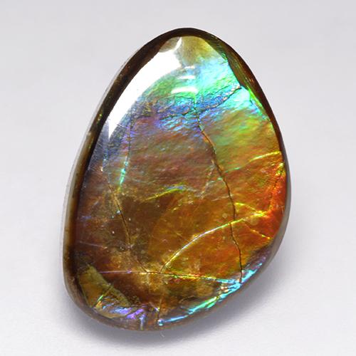 14.52 ct Multicolor Ammolite Gemstone, Ammolite Gem in Fancy Cabochon Shape for Sale.