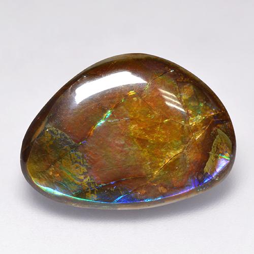 14.52 ct Multicolor Ammolite Stone, Natural Ammolite in Fancy Cabochon Shape for Sale