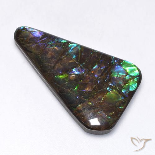 17.65 ct Multicolor Ammolite Stone, Natural Ammolite in Fancy Cabochon Shape for Sale