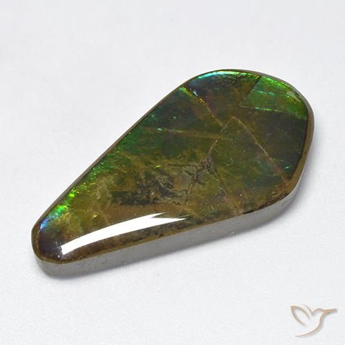 15.47 ct Multicolor Ammolite Stone, Natural Ammolite in Fancy Cabochon Shape for Sale
