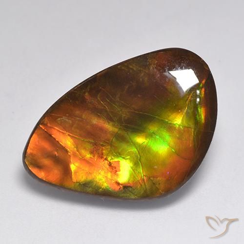 20.30 ct Multicolor Ammolite Stone, Natural Ammolite in Fancy Cabochon Shape for Sale