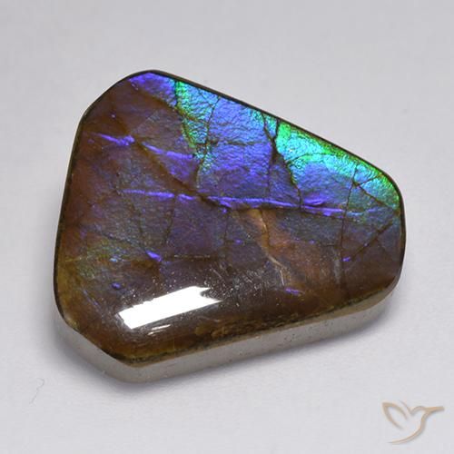 13.95 ct Multicolor Ammolite Stone, Natural Ammolite in Fancy Cabochon Shape for Sale