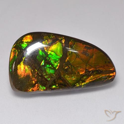 13.48 ct Multicolor Ammolite Stone, Natural Ammolite in Fancy Cabochon Shape for Sale