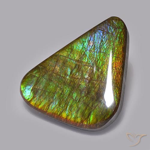 19.82 ct Multicolor Ammolite Stone, Natural Ammolite in Fancy Cabochon Shape for Sale