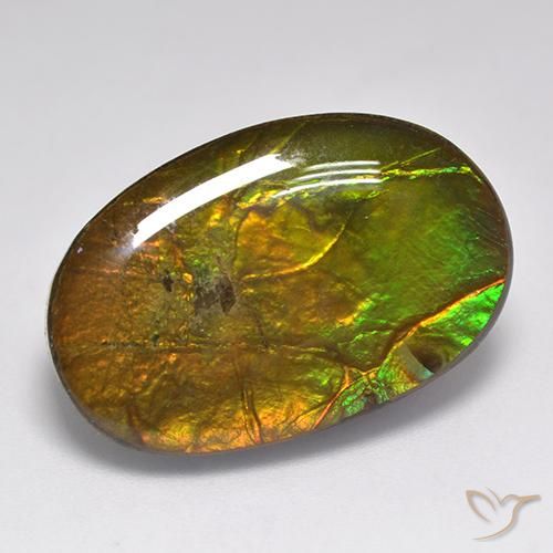 18.91 ct Multicolor Ammolite Stone, Natural Ammolite in Oval Cabochon Shape for Sale