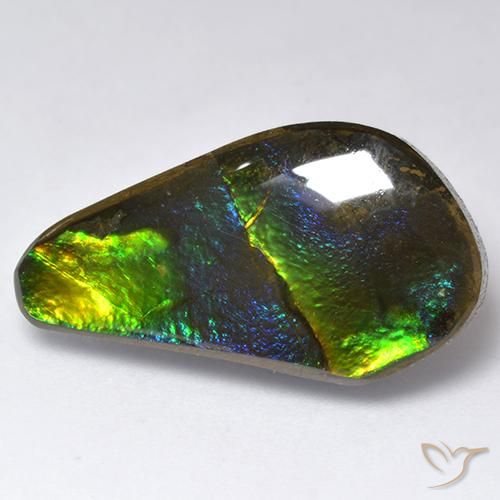 11.35 ct Multicolor Ammolite Stone, Natural Ammolite in Fancy Cabochon Shape for Sale