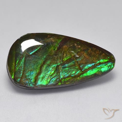 Ammolite Multicolore fancy cabochon du Canada, 21,6x11 mm, poids de 10,04 ct, pierre gemme naturelle assemblé de pureté Opaque , 1 pièce d'ammolite, couleur Multicolore, dureté Mohs de 4 à 4, Photo A
