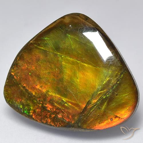 18.32 ct Multicolor Ammolite Stone, Natural Ammolite in Fancy Cabochon Shape for Sale