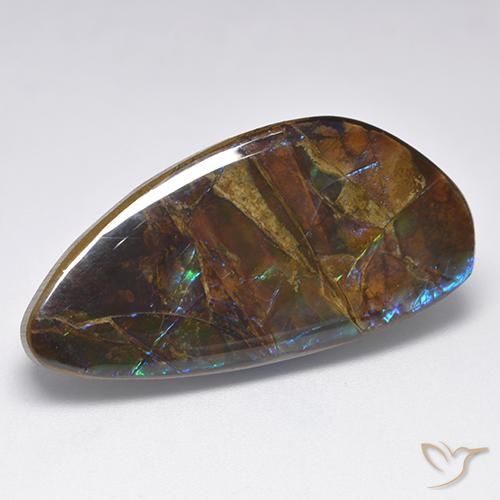 19.90 ct Multicolor Ammolite Gemstone, Ammolite Gem in Fancy Cabochon Shape for Sale.