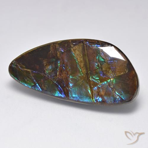 19.90 ct Multicolor Ammolite Stone, Natural Ammolite in Fancy Cabochon Shape for Sale