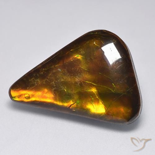 14.34 ct Multicolor Ammolite Stone, Natural Ammolite in Fancy Cabochon Shape for Sale