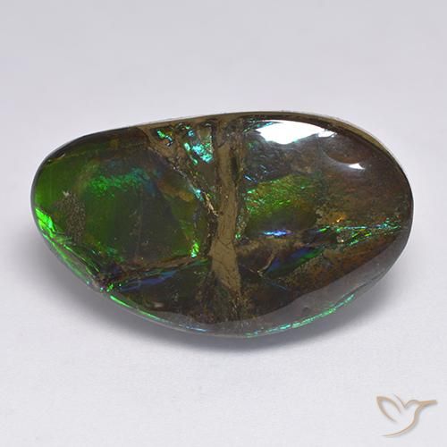 18.50 ct Multicolor Ammolite Stone, Natural Ammolite in Fancy Cabochon Shape for Sale