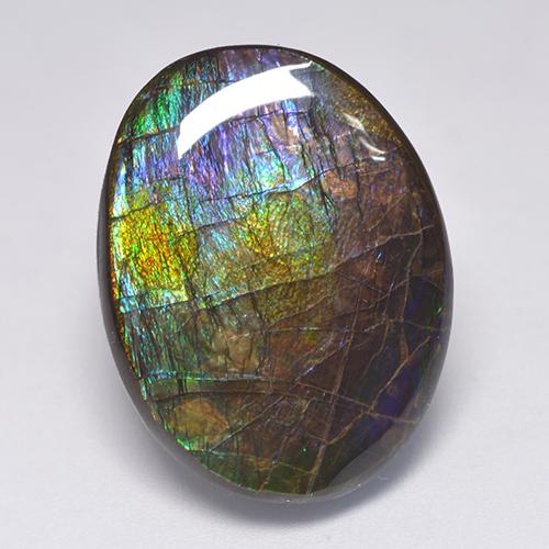 19.39 ct Multicolor Ammolite Gemstone, Ammolite Gem in Fancy Cabochon Shape for Sale.