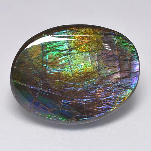 19.39 ct Multicolor Ammolite Stone, Natural Ammolite in Fancy Cabochon Shape for Sale