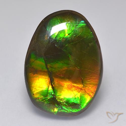 14.86 ct Multicolor Ammolite Stone, Natural Ammolite in Fancy Cabochon Shape for Sale