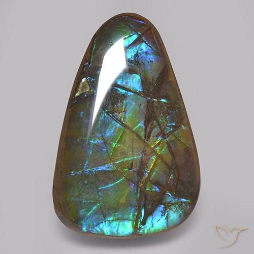 17.82 ct Multicolor Ammolite Stone, Natural Ammolite in Fancy Cabochon Shape for Sale