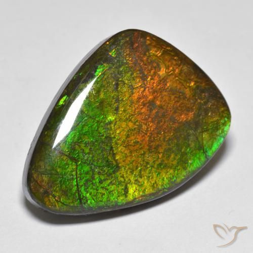 16.66 ct Multicolor Ammolite Stone, Natural Ammolite in Fancy Cabochon Shape for Sale