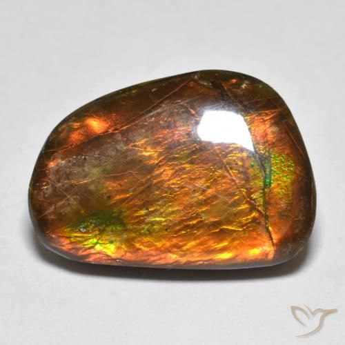 16.39 ct Multicolor Ammolite Stone, Natural Ammolite in Fancy Cabochon Shape for Sale