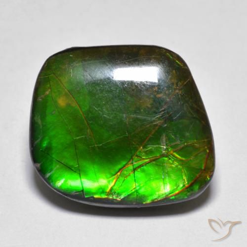 Ammolite Multicolore fancy cabochon du Canada, 16,7x14,6 mm, poids de 11,1 ct, pierre gemme naturelle assemblé de pureté Opaque , 1 pièce d'ammolite, couleur Multicolore, dureté Mohs de 4 à 4, Photo A