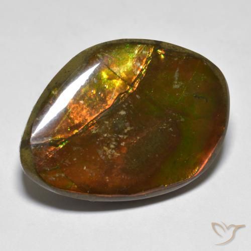 20.29 ct Multicolor Ammolite Stone, Natural Ammolite in Fancy Cabochon Shape for Sale