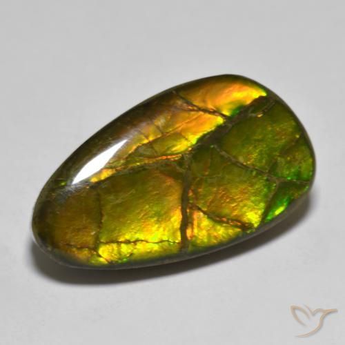 12.63 ct Multicolor Ammolite Gemstone, Ammolite Gem in Fancy Cabochon Shape for Sale.