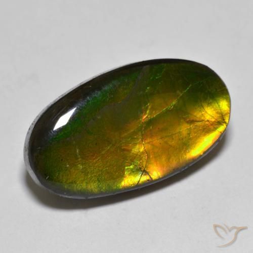 10.40 ct Multicolor Ammolite Gemstone, Ammolite Gem in Oval Cabochon Shape for Sale.