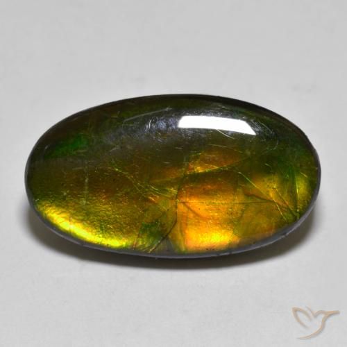 10.40 ct Multicolor Ammolite Stone, Natural Ammolite in Oval Cabochon Shape for Sale