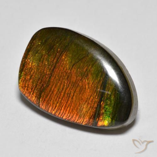 10.20 ct Multicolor Ammolite Stone, Natural Ammolite in Fancy Cabochon Shape for Sale