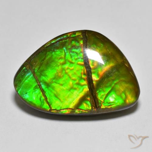 12.75 ct Multicolor Ammolite Gemstone, Ammolite Gem in Fancy Cabochon Shape for Sale.