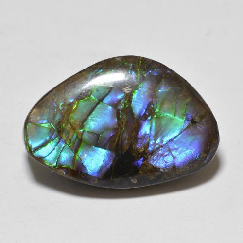 10.90 ct Multicolor Ammolite Gemstone, Ammolite Gem in Fancy Cabochon Shape for Sale.
