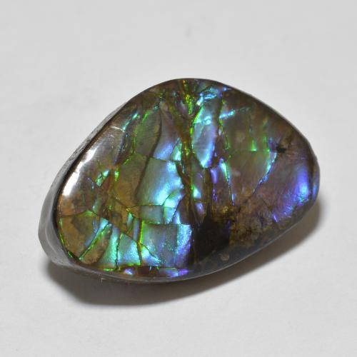 10.90 ct Multicolor Ammolite Stone, Natural Ammolite in Fancy Cabochon Shape for Sale