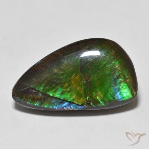 11.99 ct Multicolor Ammolite Stone, Natural Ammolite in Fancy Cabochon Shape for Sale